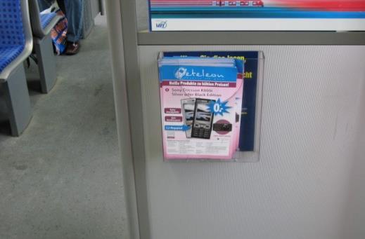 Auslage Prospekte Dispenser Medium: Location: Format: Anzahl: Buchung: Auslage von angelieferten Prospekten (DIN A4) in Dispensern in den Eingangsbereichen von S-Bahnen/Stadtbahnen.