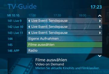 Zusätzliche Funktionen mit der Options-Taste Mit der OPTIONS-Taste können Sie im TV-Guide zusätzliche Funktionen aufrufen: > direkt zum