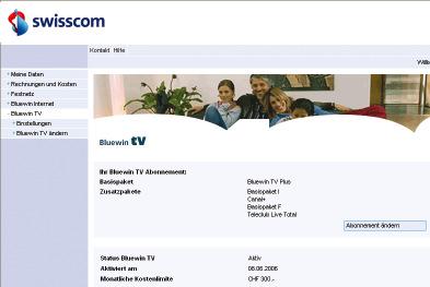 Menü > Fernsehen > Sender abonnieren www.swisscom.