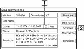 3 Odaberite "Disc-Name" i pritisnite ENTER. Unesite ime diska preko "Disc-Name eingeben" (str. 42). b Napomena Ime DVD diska može biti duljine do 64 znaka.