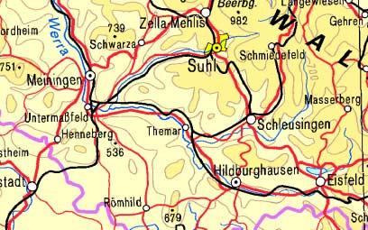 Lage bei Hildburghausen in Südthüringen Oberlauf