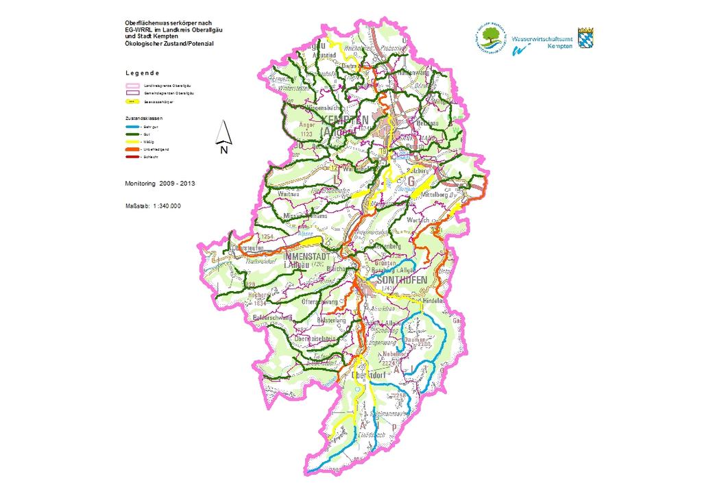 Oberflächenwasserkörper nach EG-WRRL im Landkreis Oberallgäu und Stadt