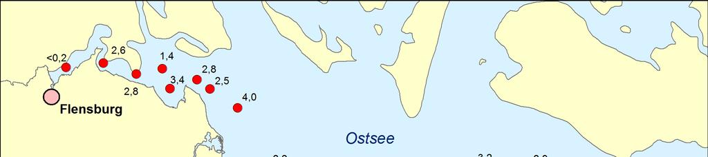 einzelnen Messstellen des schleswig-holsteinischen Ostseegebietes in einer Karte klassifiziert dargestellt. Abb.