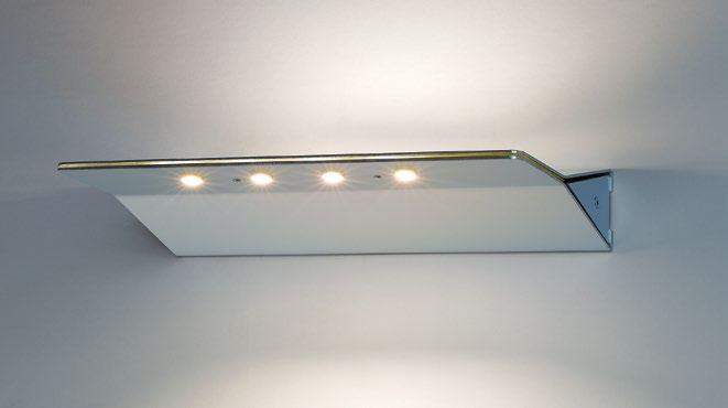 Y-LED Wandleuchte Ausführung alu 45 100 90 195 Trafo integriert, nicht dimmbar Licht Direktlicht 4 LED / 480 Lumen Indirektlicht 2 LED / 240 Lumen 6 Power-LED / 2700K oder 3000K 12W / 100 240V ~ /