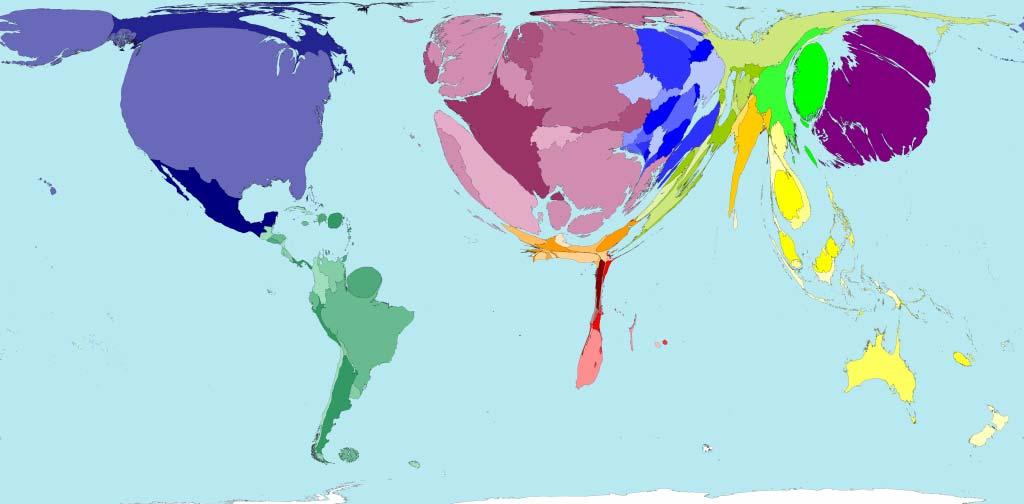 Verteilung der ca. 590 Mio. PKW 2002 auf die Staaten der Welt Quelle: www.