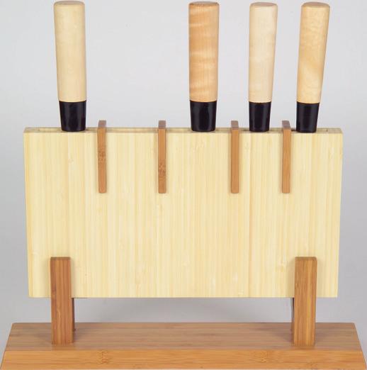 24076 FUNAKI HOCHO Gemüsemesser Klingenlänge 190 mm Gesamtlänge 300 mm Holzständer für japanische Kochmesser aus Bambus Passend für 5