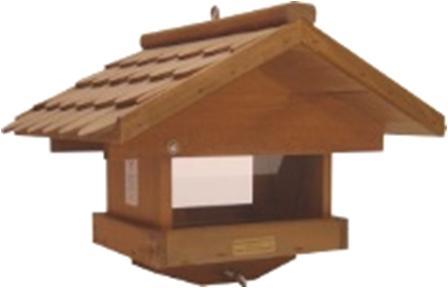 Vogelfutterhaus EMMENTAL VFHS-1377 Vogelfutterhaus "Emmental klein" Vogelfutterhaus zum Aufhängen aus gehobeltem Schweizer Tannenholz, braun lasiert, gedeckt mit Schindeln.