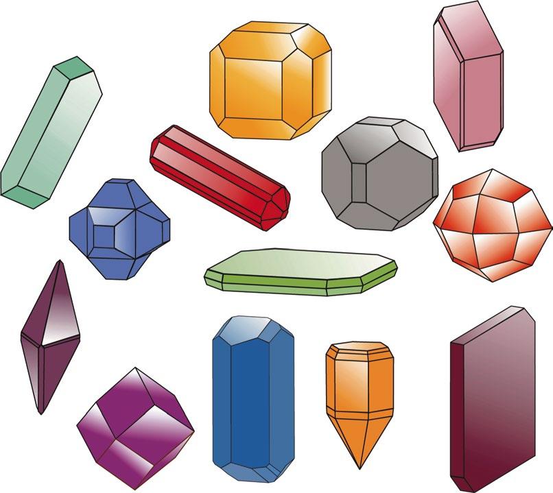 36 Kapitel Kristallformen und Bravais-Gitter sondern sie uns als Aggregate begegnen, die wiederum aus einer großen Zahl kleiner(er) Einkristalle bestehen, und diese Aggregate den Launen der Natur, d.