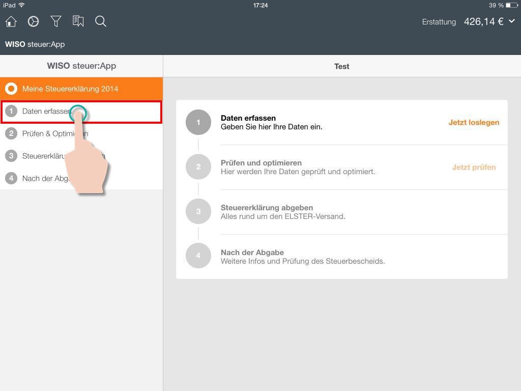 11 Alles Weitere wird Ihnen nun wieder bekannt vorkommen: Die Oberfläche der WISO steuer:app ist ebenfalls der