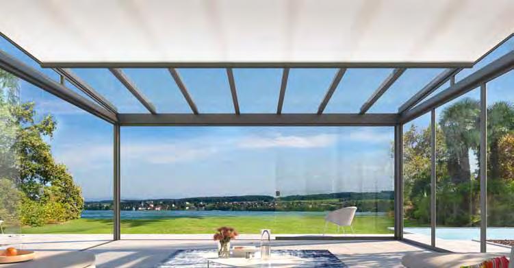 Textiles Flair und Sonnenschutz Unterglasmarkisen eleganter Blendschutz Unterglasmarkisen passen sich dezent an die jeweilige Dachkonstruktion an.