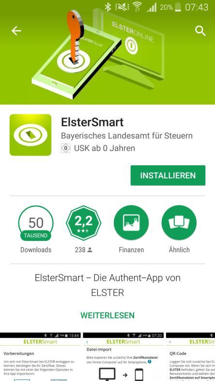 2 Installation von ElsterSmart ElsterSmart kann über die App-Stores Google-Play und Apple App Store installiert werden.