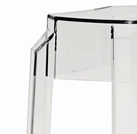 TABOURET HAUT HOHER HOCKER Transparent high stool for indoor and outdoor use, made with a