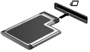 Einsetzen einer ExpressCard ACHTUNG: Um Schäden am Computer oder an externen Speicher- und Erweiterungskarten vorzubeugen, setzen Sie keine PC Card in einen ExpressCard-Steckplatz ein.