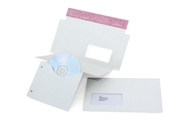 opti-box cdletter Kartonumschlag für den Versand von Medienträger ohne Hüllle Praktischer Briefumschlag mit Adressfenster für den Begleitbrief, Selbstklebeverschluss und Aufreissperforation.