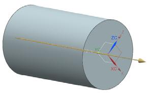 In ihrer Schnittlinie wird der Bezugsvektor erzeugt. Achse durch Zylindermitte Mit der Anwahl der Zylindermantelfläche wird ein Vektor durch die Mittelachse erzeugt.
