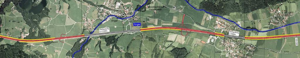 - 7-8. Abschnitt Anger Aufham: Variante 8.1 Bestandsvariante Anger Aufham Länge: 6,3 km Kosten: 67 Mio. Bewertungspunkte: 246 Anger Aufham Variante 8.