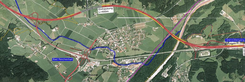 1) beeinflussen das Ortsbild durch die nach dem Ausbau noch aufgesetzten Lärmschutzanlagen und stellen eine gravierende weitere Zerschneidung der Ortsteile von Piding dar.