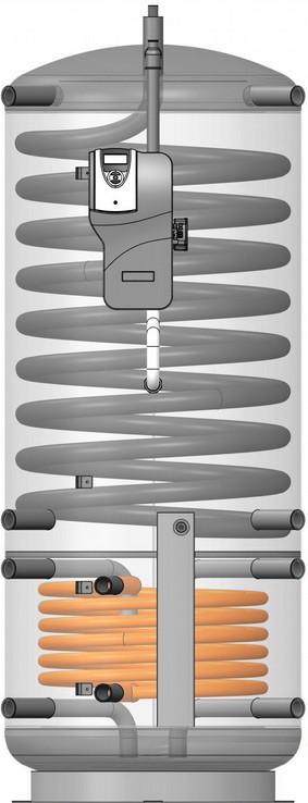 FriWa-Speicher-WP (S) Stehender Pufferspeicher für die Brauchwassererwärmung für die Kombination mit einer Wärmepumpe, integrierter Doppelrohrwärmetauscher aus spiralgewelltem V4A Edelstahl (innere