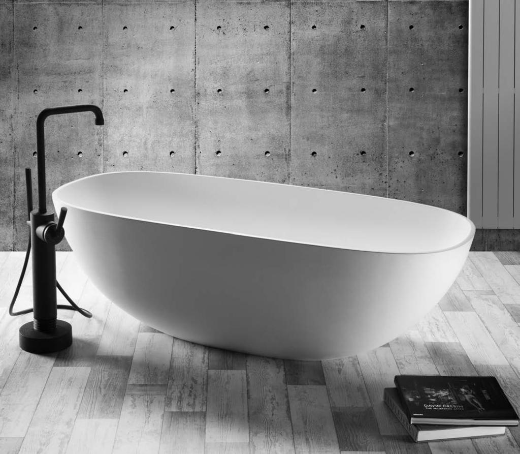JEE-O by DADO amsterdam bath Freestanding bath made of DADOquartz with integrated overflow (L 1700 x W 750 x H 500 mm). JEE-O by DADO amsterdam bath and JEE-O soho bath Matching basin on page 64-65.