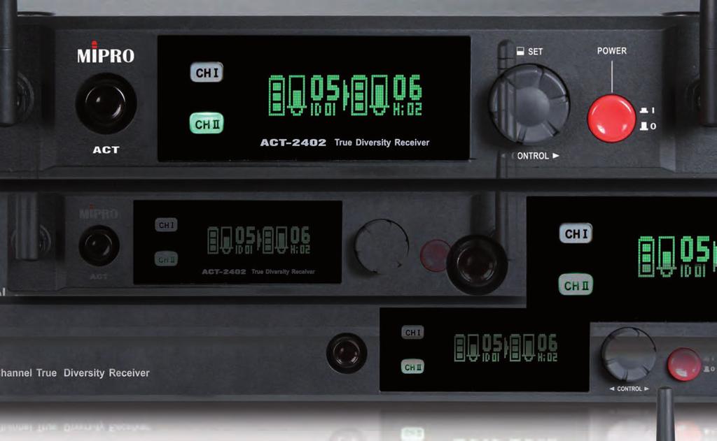 Digitale Funkmikrofone ACT-2400 Serie Digitales True Diversity System im 2,4 GHz Frequenzband Die ACT-2400 Serie von MIPRO ist ein kostengünstiges,