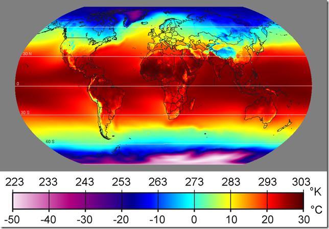 Unter der globalen Durchschnittstemperatur versteht man die über die gesamte Erdoberfläche (Land/Wasser) gemittelte Temperatur in einem bestimmten Zeitraum.