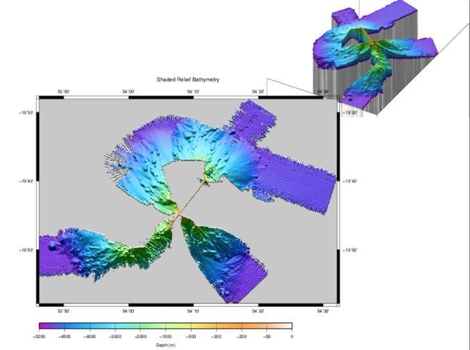 Rhum-Rum Projekt Bathymetric data acquired on La Pérouse seamount, rendered by Carmen Gaina Sonarvermessungen: