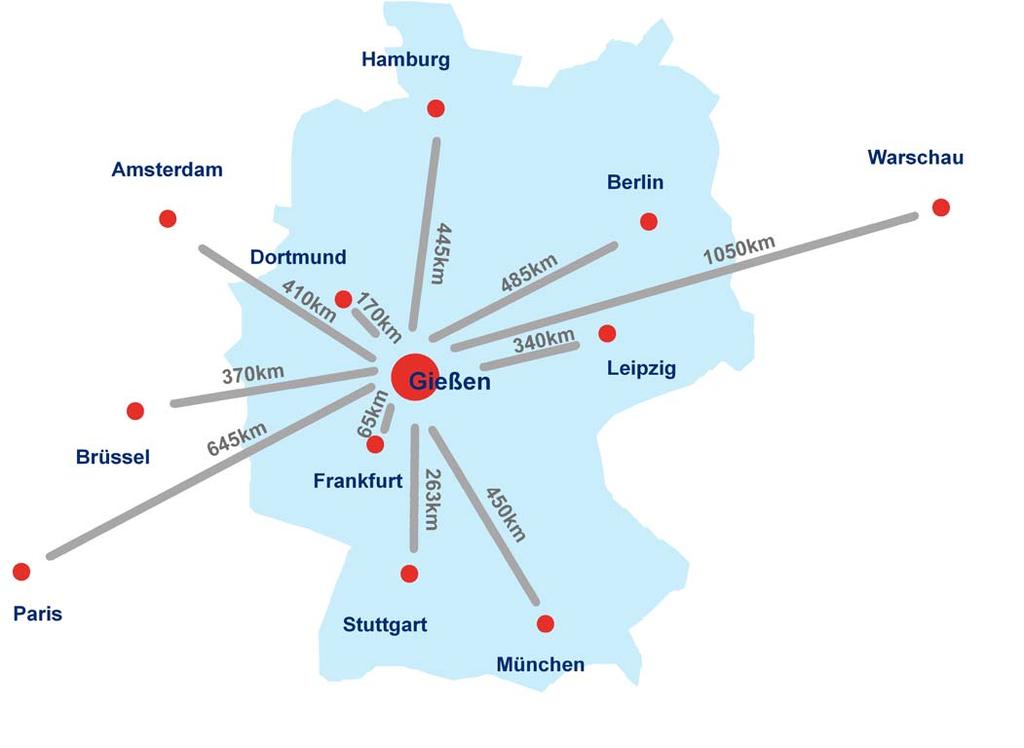 Gewerbeflächen in Gießen - Verkehrsanbindung Gewerbegrundstücke liegen zentral - Ziele in ganz Europa gut erreichbar!