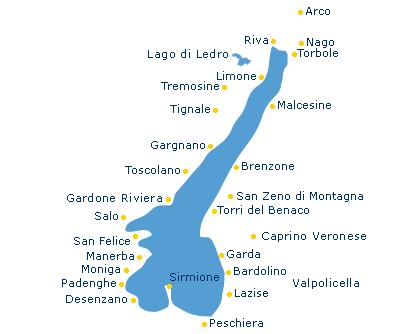 Entfernungstabelle nach Unterkunft Entfernung der Ausflugsziele zu Ihrer Unterkunft in Kilometern --* aufgrund der Fahrtdauer als Tagesausflug nicht zu empfehlen Bardolino Lazise Moniga del Garda