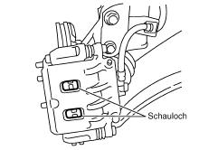 Der Schlag der Bremsscheibe sollte am äusseren Rand der Bremsscheibe gemessen werden (ca. 5 mm vom Außenrand der Bremsscheibe entfernt.