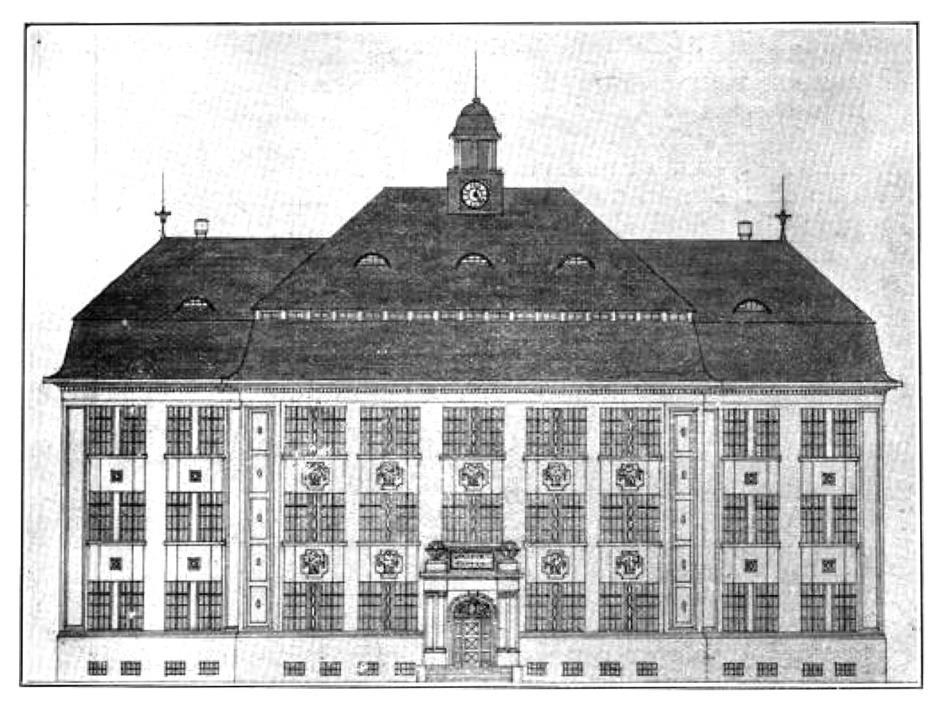 4.1.2 Wettbewerb für eine Volksschule in Gablonz (ca. 1913) Dem, in der Wiener Bauindustrie Zeitung Nr.