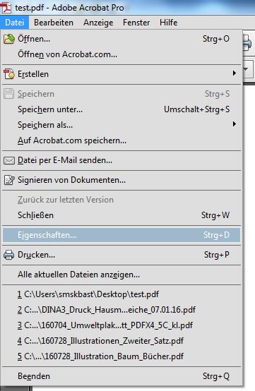 die Sprache nochmals überprüft bzw. korrekt eingestellt werden. Gehen Sie dazu im geöffneten PDF-Dokument wie folgt vor: 1.