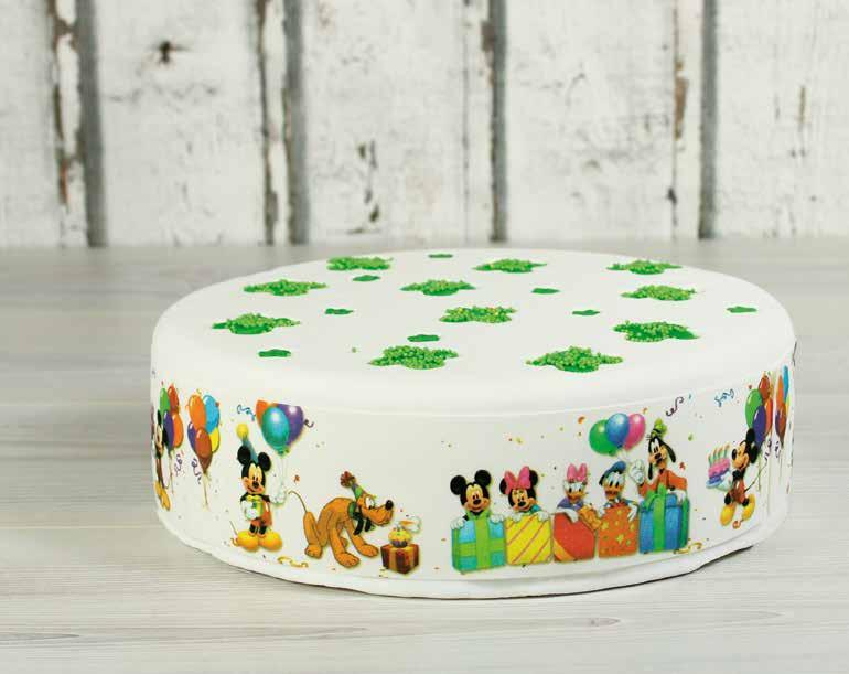 ZUCKER-TORTENBÄNDER Mit Hilfe unseres Tortenbandes werden Ihre Kunden in Windeseile eine Torte/ Kuchen rundherum verzieren können.