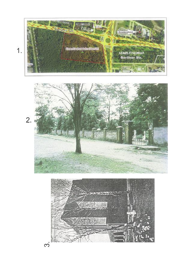Januar/Februar 2013 - Seite 9 Reproduktionen von Mandy Klomp: 1. Googlebild des Lageplanes West- und Ehrenfriedhof Schneidemühl 2.