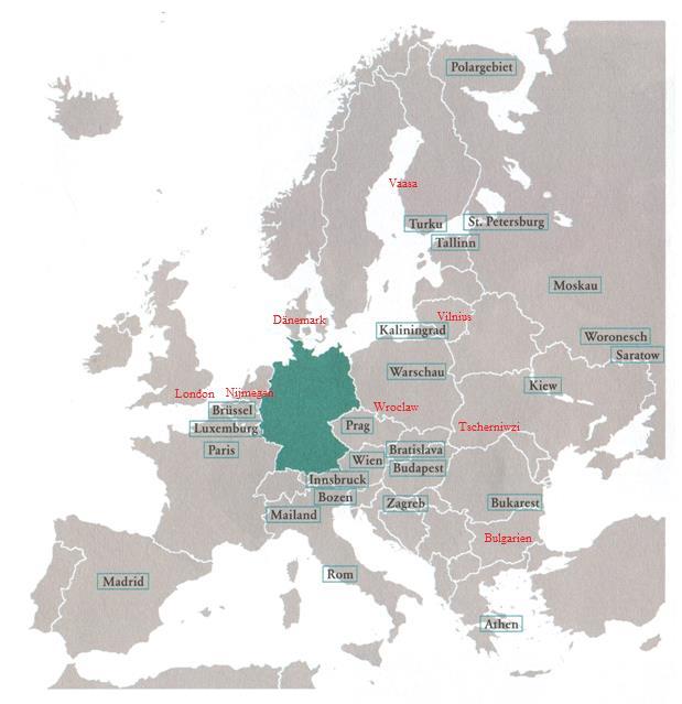 Anlage 5: Karte der Zweige der GfdS in Europa Quelle: Anlage zur Zeitschrift Der Sprachdienst Nr.