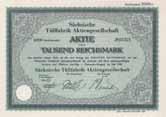 Umgestellt auf 50 RM und an sich schon 1928 in 100-RM-Aktien getauscht worden, deshalb eine wirkliche Rarität. Nur 2 Stück wurden im Reichsbankschatz gefunden.