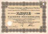 Los 1543 Schätzwert 200-250 Vereinigte Portland-Zement- und Kalkwerke Schimischow, Silesia und Frauendorf AG Schimischow O.-S., VZ-Aktie 1.000 Mark 19.12.