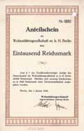 1941 (Auflage 3790, R 5) UNC-EF Los 1608 Schätzwert 50-100 Wiedemannsche Druckerei AG Saalfeld (Saale), Aktie 1.000 RM 12.7.1938 (R 6) EF Kapital 285.000 RM in Aktien zu 100 und 1.000 RM. Gegründet 1714, AG seit 1913.