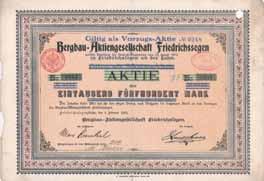 des Silber- und Bleibergwerks Friedrichssegen, dann von 1900 bis 1903 eine bergrechtliche Gewerkschaft.