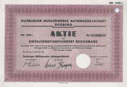 Los 437 Schätzwert 30-75 Dürrwerke AG Ratingen-Ost, Aktie 100 RM Dez. 1941 (Auflage 1400, R 4) EF Gründung 1889 als Düsseldorf-Ratinger Röhrenkesselfabrik vormals Dürr & Co., 1924 geändert wie oben.