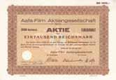 Aachen, Namens-Actie 400 Thaler 28.5.1853 Gründeraktie (Auflage 3000, R 3) VF+ Gründung 1853 durch die Aachener und Münchener Feuer-Versicherung als älteste Rückversicherungs-Gesellschaft der Welt.