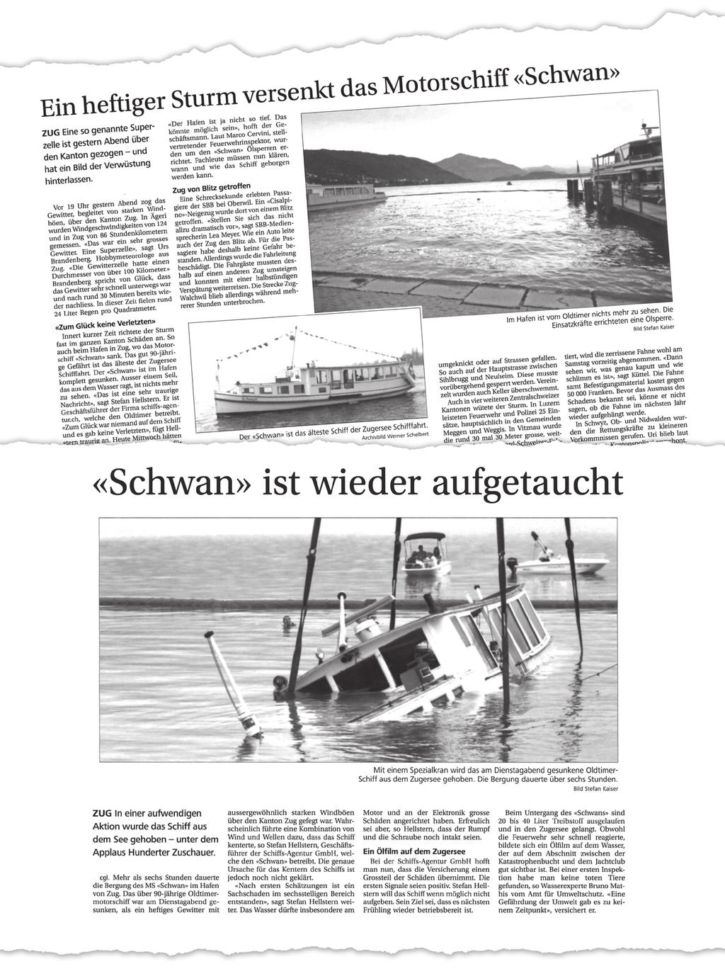 Die «Dornröschen»: Während der Zwischenkriegszeit ein beliebtes Ausflugsschiff. g, Neue Zuger Zeitun 7.
