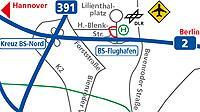 aspx/tabid-10273/378_read-227/ Der Standort Braunschweig des DLR liegt am Nordrand der Stadt zwischen Flughafen und Autobahn A2.
