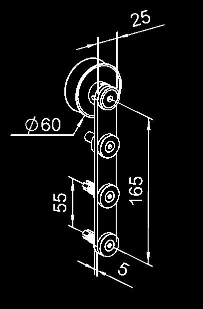 HELM Designbeschlag Neapel für Holzschiebetüren bis 100 kg Flügelgewicht Laufrohr und Befestigungen für Türbreiten von 900-1350 mm, bei Türstärken von 40 mm Distanzstücke (3 mm)