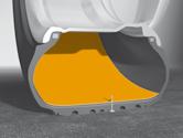 Eine zusätzliche, abdichtende Lage im Reifen im Bereich der Lauffläche schließt augenblicklich die Durchstiche zum Beispiel von Nägeln bis zu einem Durchmesser von 5 mm.