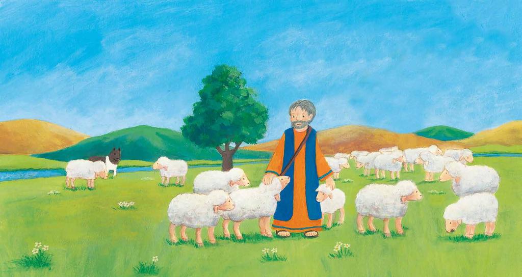 Der gute Hirte Jesus erzählte seinen Freunden eine Geschichte: Ein Hirte kümmerte sich liebevoll um seine Schafe.