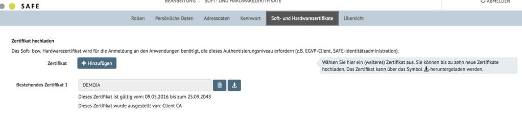 Abbildung 11: Vergabe von Benutzername und Kennwort Schließen Sie die Eingabe des Benutzernamens und Kennworts mit dem Button Weiter ab oder gehen Sie auf das Softwarezertifikate-Tab. 3.