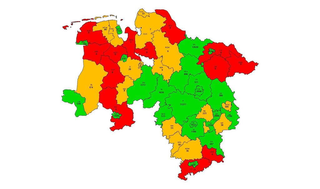 Altstandortverdachtsflächen in Niedersachsen, Erfassung auf kommunaler Ebene Stand 2009 Erfassung