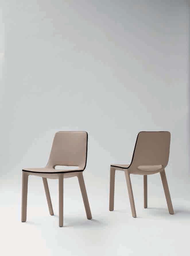 The Kamar chair has a steel frame, leather or (eco-leather) upholstery and polyurethane padding.