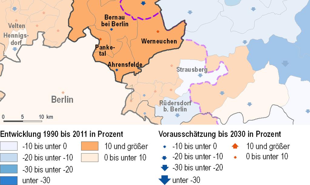 1993 1995 1997 1999 21 23 25 27 29 211 Land Brandenburg Landkreis LK Berliner Umland LK Weiterer Metropolenraum Barnim weist am Jahresende 211 eine Einwohnerzahl von rund 172.