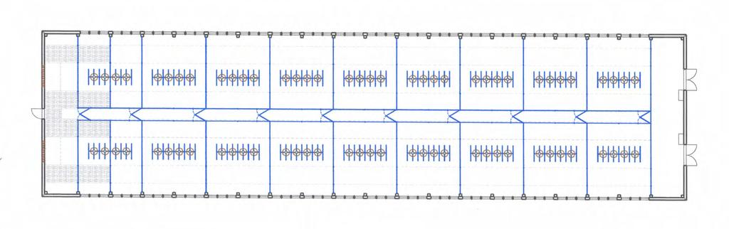 Rohrautomaten Stallmaße: 15 x 60 m 8/16 Tiere pro Bucht 288 Plätze Umbau